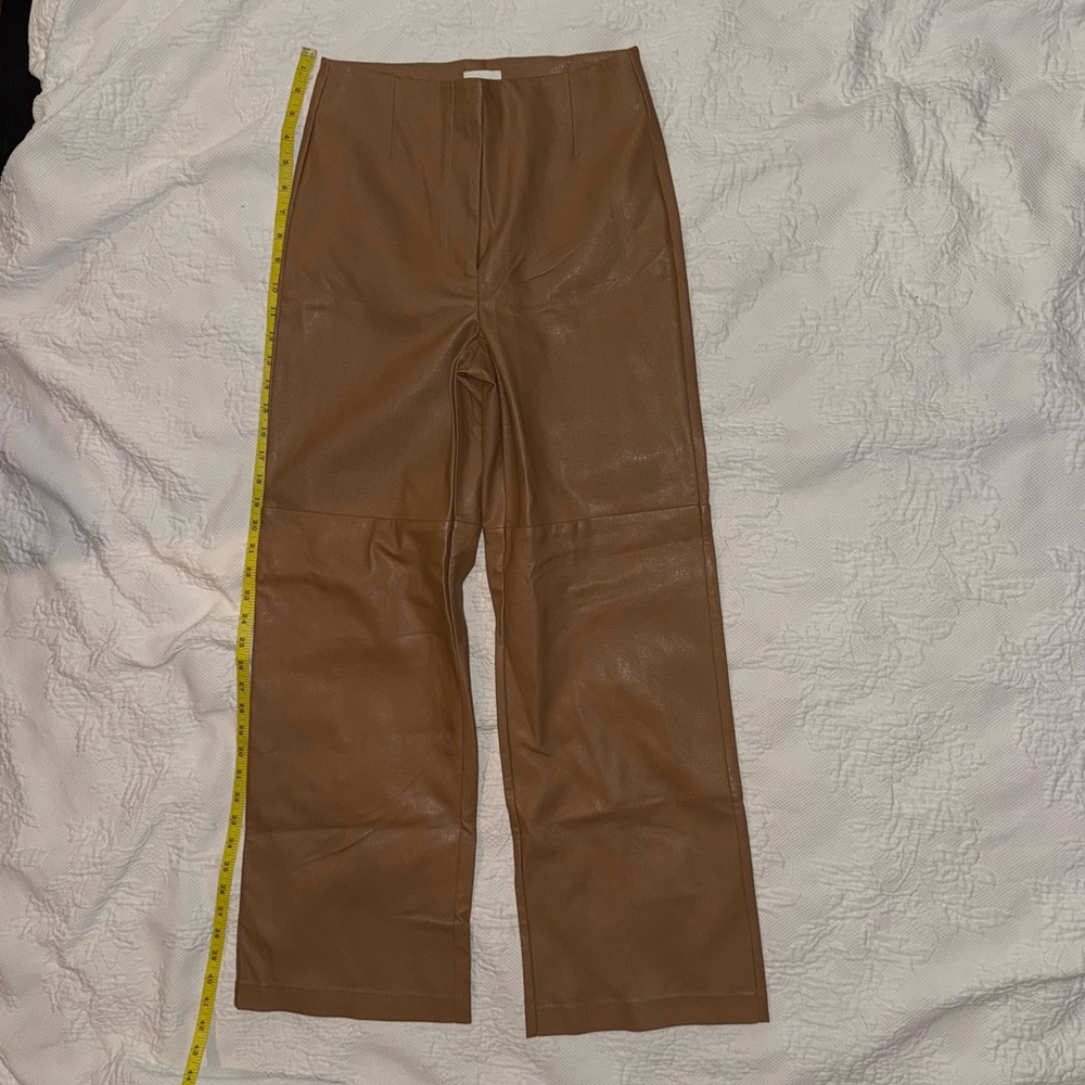 Wilfred Faux Leather High Rise Structured Pants Size 4 Tan/Light Brown